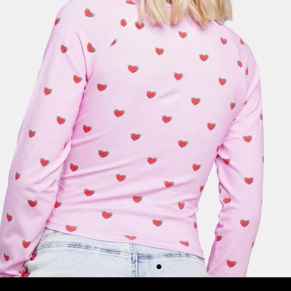 Local Heroes Strawberry Heart Pink Crop Top. Size L - Picture 4 of 10